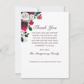 Sympathie Elegante rode roos bloemige foto begrafe Bedankkaart (Achterkant)