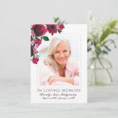 Sympathie Elegante rode roos bloemige foto begrafe Bedankkaart