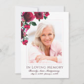 Sympathie Elegante rode roos bloemige foto begrafe Bedankkaart