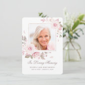 Sympathie Elegante Roze Roos Bloemen Fotobegrafeni Bedankkaart (Staand voorkant)