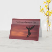 Sympathie Engel Zonsondergang, Religieus Kaart (Gele Bloem)