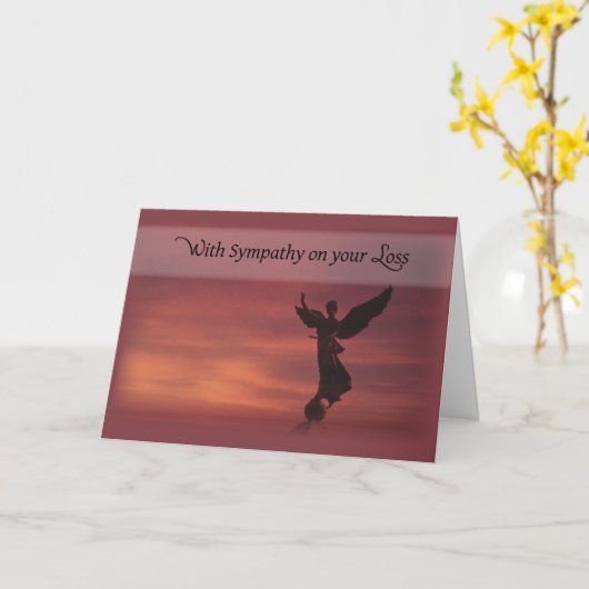 Sympathie Engel Zonsondergang, Religieus Kaart (Gele Bloem)