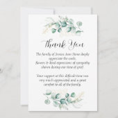 Sympathie Eucalyptus Bloemenbegrafenis Dank u Kaart (Voorkant)