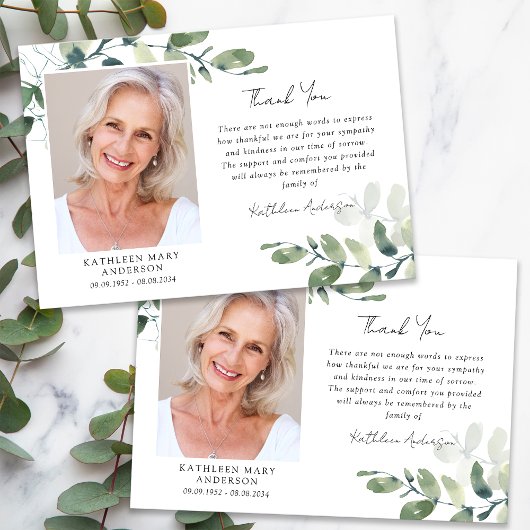 Sympathie Eucalyptus Foto Begrafenis Bedankkaart