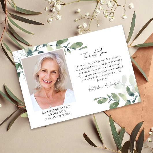 Sympathie Eucalyptus Foto Begrafenis Bedankkaart
