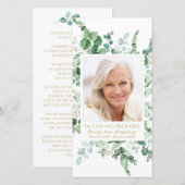 Sympathie Eucalyptus Foto Gold Funeral Prayer (Voorkant / Achterkant)