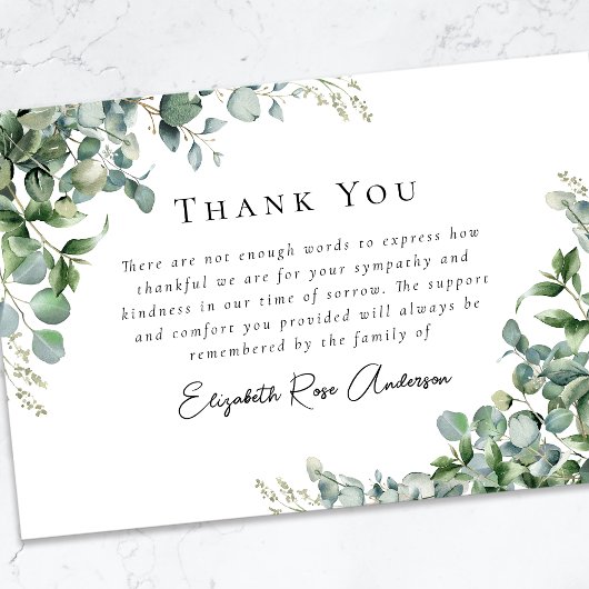 Sympathie Eucalyptus Funeral Bedankkaart