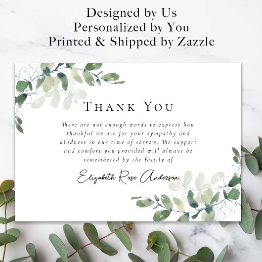 Sympathie Eucalyptus Funeral Bedankkaart
