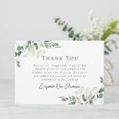 Sympathie Eucalyptus Funeral Hartelijk dank Kaart (Staand voorkant)