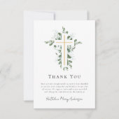Sympathie Eucalyptus Gold Cross begrafenis Bedankkaart (Voorkant)
