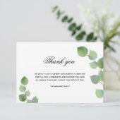 Sympathie eucalyptus greenery white foto bedankkaart (Staand voorkant)