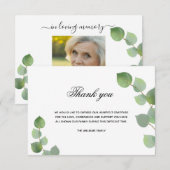 Sympathie eucalyptus greenery white foto bedankkaart (Voorkant / Achterkant)