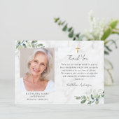 Sympathie Eucalyptus kruisfoto begrafenis Bedankkaart (Staand voorkant)