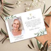 Sympathie Eucalyptus kruisfoto begrafenis Bedankkaart