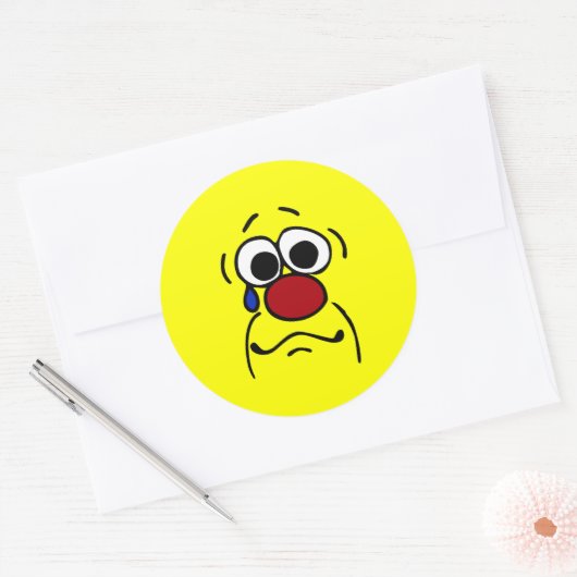 Sympathie Face Grumpey Ronde Sticker (Envelop)