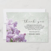 Sympathie Flower Lilacs BEDANK JE Grijs Bedankkaart (Voorkant)