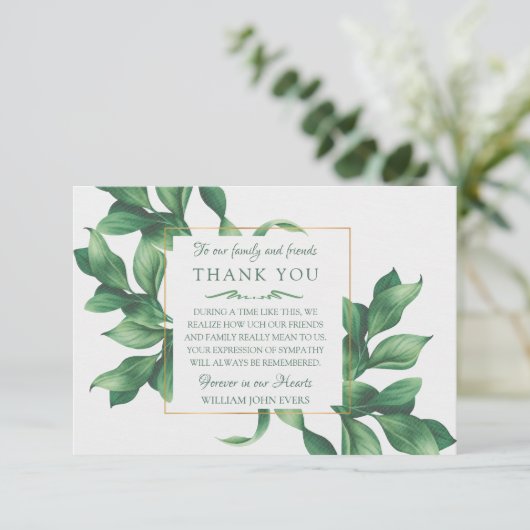 Sympathie Foliage Hartelijk dank Bedankkaart (Staand voorkant)