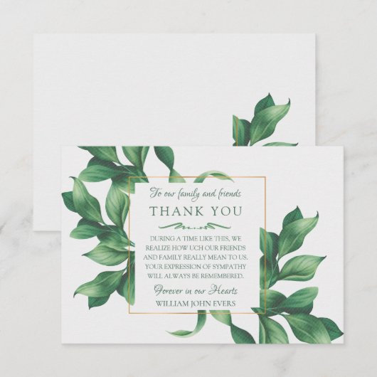 Sympathie Foliage Hartelijk dank Bedankkaart (Voorkant / Achterkant)