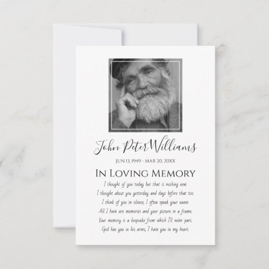 Sympathie foto begrafenis bedankkaart (Voorkant)