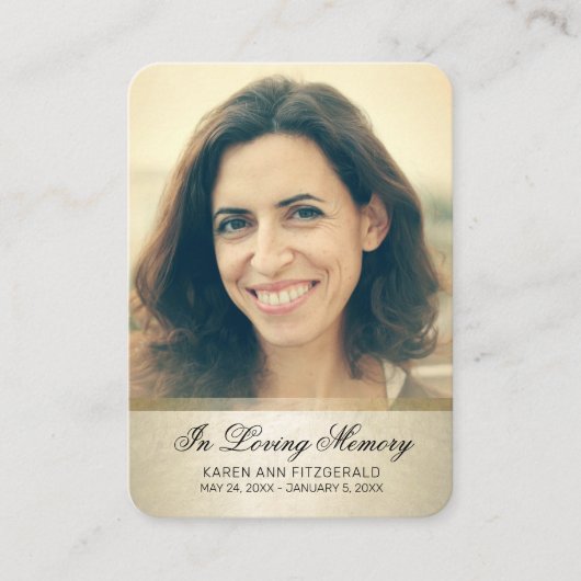 Sympathie Foto Black Script Gold Funeral Card Visitekaartje (Voorkant)