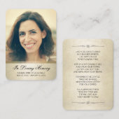 Sympathie Foto Black Script Gold Funeral Card Visitekaartje (Voorkant / Achterkant)