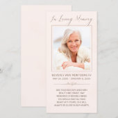 Sympathie Foto Blush Pink Waterverf Memorial Card (Voorkant / Achterkant)