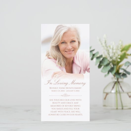 Sympathie Foto Elegant Roos Gold Funeral Prayer (Staand voorkant)