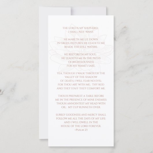 Sympathie Foto Elegant Roos Gold Funeral Prayer (Achterkant)