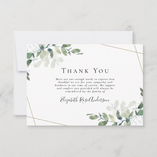 Sympathie Foto Eucalyptus Funeral Hartelijk dank Bedankkaart (Voorkant)