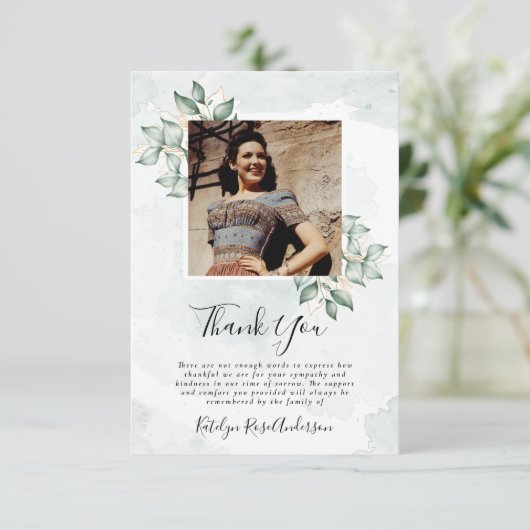 Sympathie Foto Eucalyptus Funeral Hartelijk dank Bedankkaart (Staand voorkant)