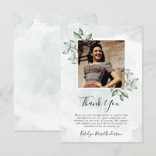 Sympathie Foto Eucalyptus Funeral Hartelijk dank Bedankkaart (Voorkant / Achterkant)