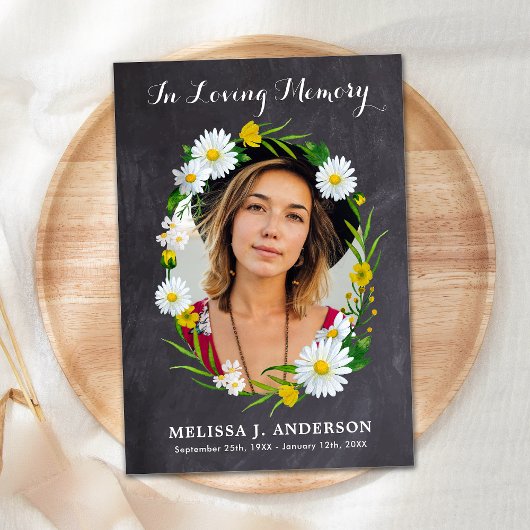 Sympathie Foto Memorial Daisy Floral Funeral Bedankkaart