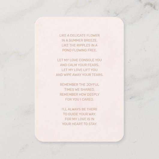 Sympathie Foto Simple Blush Funeral Memorial Card Visitekaartje (Achterkant)