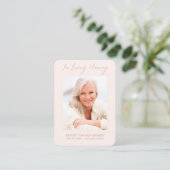 Sympathie Foto Simple Blush Funeral Memorial Card Visitekaartje (Staand voorkant)