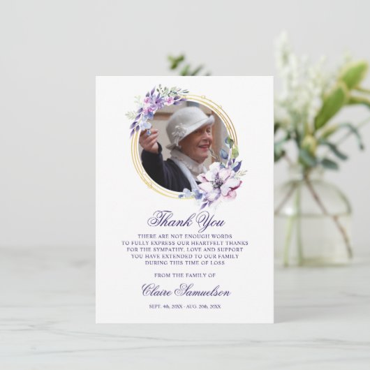 Sympathie Funeral bedankt jullie Waterverf Floral  (Staand voorkant)