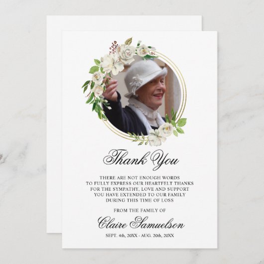 Sympathie Funeral bedankt jullie Waterverf Floral  (Voorkant / Achterkant)