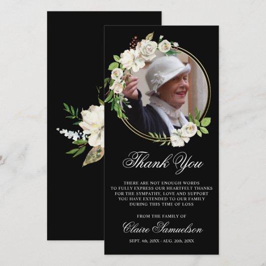 Sympathie Funeral bedankt jullie Waterverf Floral  (Voorkant / Achterkant)