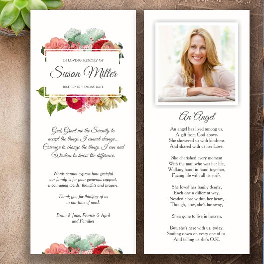 Sympathie Funeral Bedankt voor de Floral foto Kaart