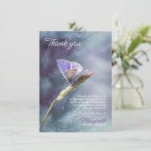 Sympathie Funeral DANK U Butterfly Paars Bedankkaart (Staand voorkant)