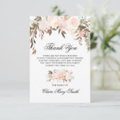 Sympathie Funeral DANK U Waterverf Floral Pink Bedankkaart (Staand voorkant)
