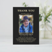 Sympathie Funeral DANK You Photo Black Note Bedankkaart (Staand voorkant)
