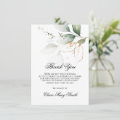 Sympathie Funeral dankt je botanische groene FOTO Bedankkaart (Staand voorkant)