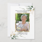 Sympathie Funeral dankt je botanische groene FOTO Bedankkaart (Achterkant)