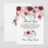 Sympathie Funeral dankt je Waterverf Floral Bedankkaart (Voorkant / Achterkant)