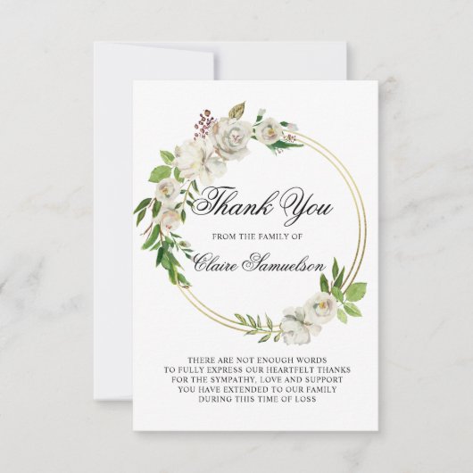 Sympathie Funeral dankt je Waterverf Floral Bedankkaart (Voorkant)