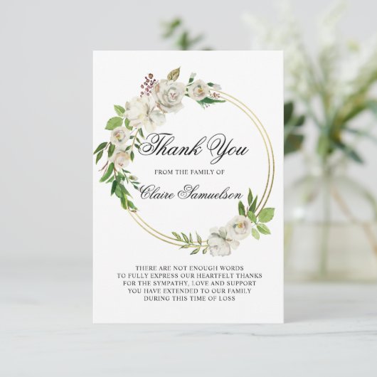 Sympathie Funeral dankt je Waterverf Floral Bedankkaart (Staand voorkant)