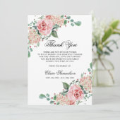 Sympathie Funeral dankt je Waterverf Pink Floral Bedankkaart (Staand voorkant)