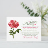 Sympathie Funeral Floral Red ROOS DANK U Bedankkaart (Staand voorkant)