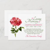 Sympathie Funeral Floral Red ROOS DANK U Bedankkaart (Voorkant / Achterkant)