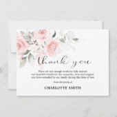 Sympathie Funeral Flower Blush Pink Roses DANK U Bedankkaart (Voorkant)